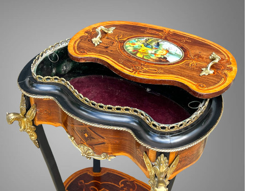 FIORIERA PERIODO DI NAPOLEONE III IN TARSI E LEGNO Annerito DECORATO CON BRONZO