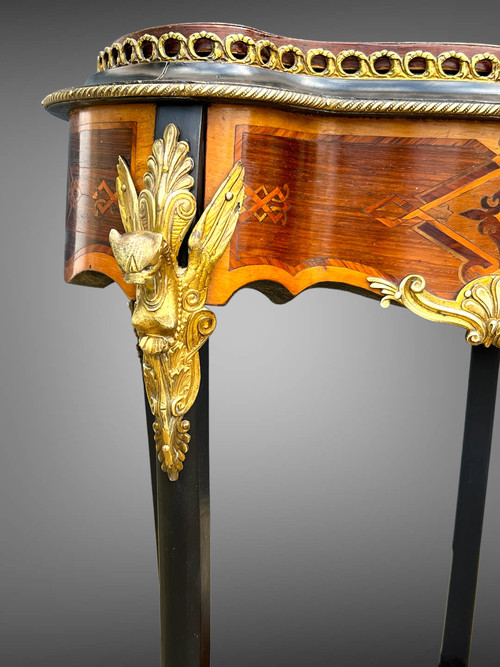 FIORIERA PERIODO DI NAPOLEONE III IN TARSI E LEGNO Annerito DECORATO CON BRONZO