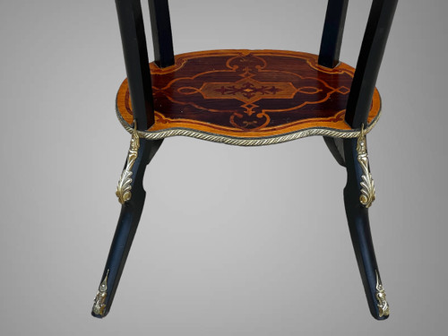 FIORIERA PERIODO DI NAPOLEONE III IN TARSI E LEGNO Annerito DECORATO CON BRONZO