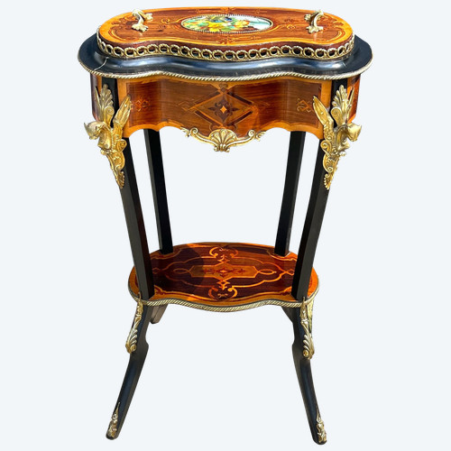 FIORIERA PERIODO DI NAPOLEONE III IN TARSI E LEGNO Annerito DECORATO CON BRONZO