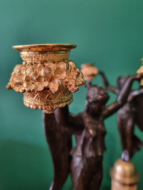 Rabiat : paire de candélabres signés d'époque Empire