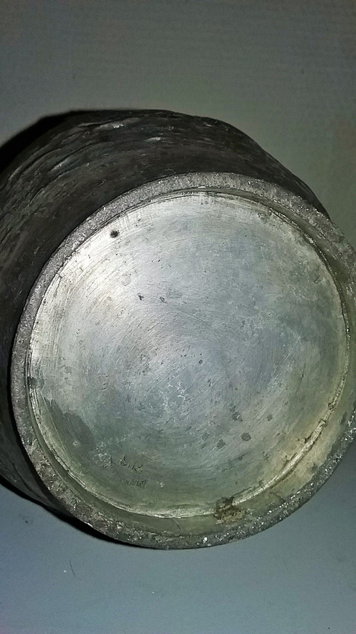 Pewter wine pitcher signed "Charles Perron circa 1900"