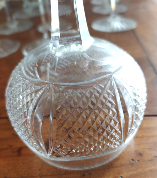 Series of 12 cut crystal stemmed wine glasses from the early 20th century