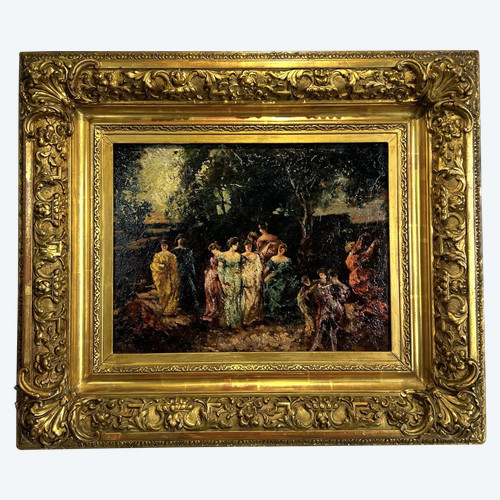 XIXth CENTURY PAINTING / OIL ON PANEL AFTER "ADOLPHE MONTICELLI" ( LA DANCE )