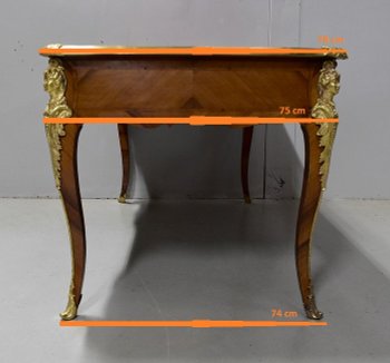 Bureau d’Apparat en Placage de Bois de Rose, style Louis XV - XIXe