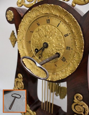 Mahogany and Gilt Bronze Lyre Pendulum, Empire Period - Early 19th Century