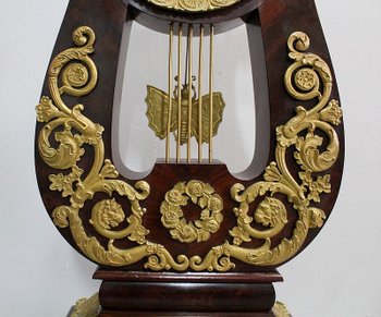 Mahogany and Gilt Bronze Lyre Pendulum, Empire Period - Early 19th Century