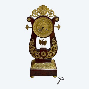 Mahogany and Gilt Bronze Lyre Pendulum, Empire Period - Early 19th Century