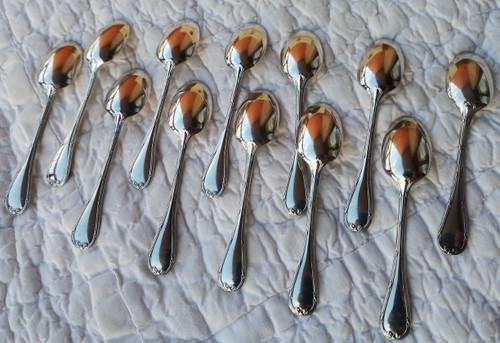 12 silver-plated espresso/moka spoons Rubans model Orfèvrerie Christofle