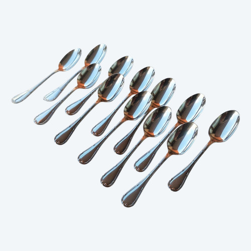 12 silver-plated espresso/moka spoons Rubans model Orfèvrerie Christofle