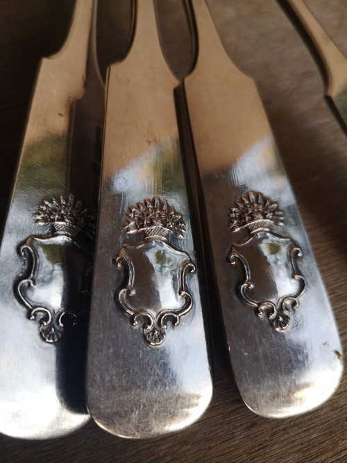 4 cuillères à soupe anciennes argent 875 poinçon Russe orfèvre Cyprian Labecki année 1881, XIXème