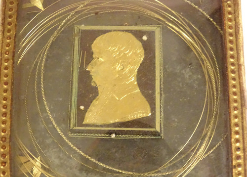 Small Cardboard Box Gilded Paper Profile Napoleon First Consul Brenet 19th century
