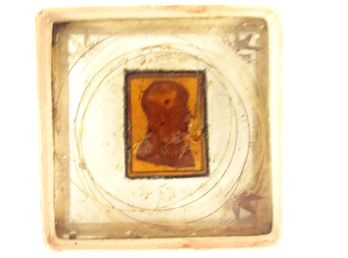 Small Cardboard Box Gilded Paper Profile Napoleon First Consul Brenet 19th century