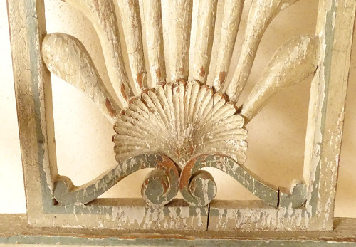 Coppia di poltrone Directoire in legno laccato con sedute a conchiglia Palmette Fine XVIII secolo