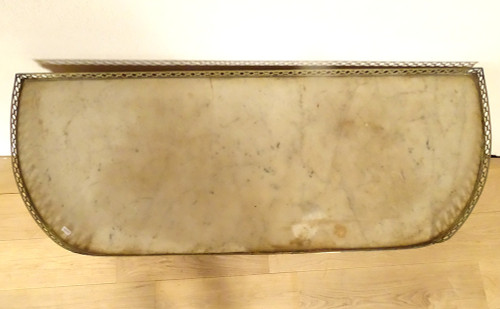 Console Louis XVI Demi-lune Acajou Marbre Blanc Laiton Doré XVIIIème Siècle