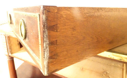 Console Louis XVI Demi-lune Acajou Marbre Blanc Laiton Doré XVIIIème Siècle