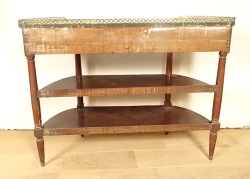 Console Louis XVI Demi-lune Acajou Marbre Blanc Laiton Doré XVIIIème Siècle