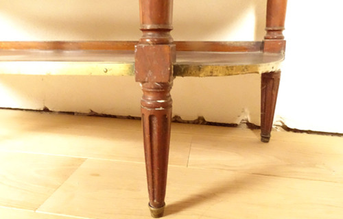 Console Louis XVI Demi-lune Acajou Marbre Blanc Laiton Doré XVIIIème Siècle