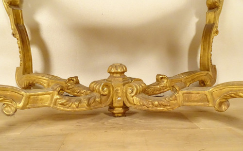 Console Louis XIV Bois Sculpté Doré Guirlandes Fleurs Coquilles XVIIIème
