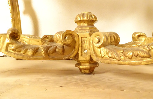 Console Louis XIV Bois Sculpté Doré Guirlandes Fleurs Coquilles XVIIIème