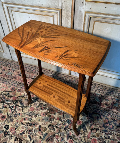 Art Nouveau Table In Gallé Japanese Marquetry