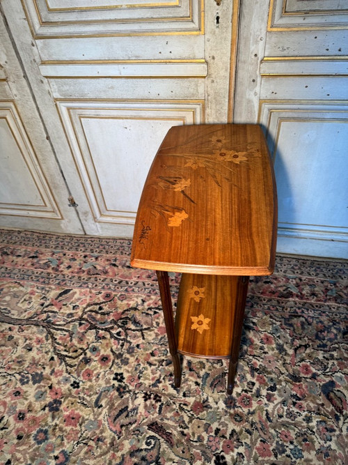 Art Nouveau Table In Gallé Japanese Marquetry