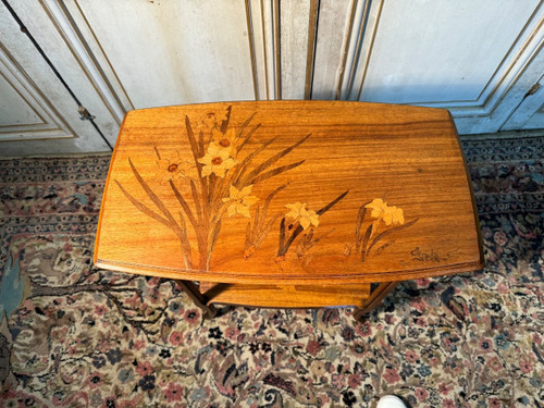 Art Nouveau Table In Gallé Japanese Marquetry