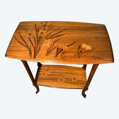 Art Nouveau Table In Gallé Japanese Marquetry