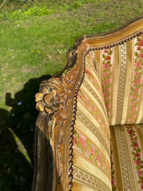 Large Napoleon 3 Sofa In Golden Wood