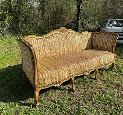 Large Napoleon 3 Sofa In Golden Wood