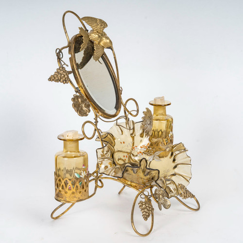 Une Coiffeuse En verre émaillé Et Bronze Doré Fin XIXème Siècle 