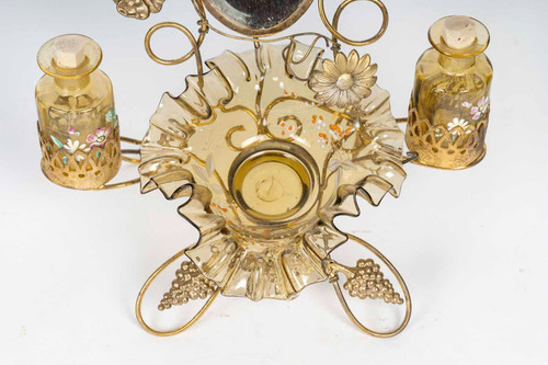 Une Coiffeuse En verre émaillé Et Bronze Doré Fin XIXème Siècle 
