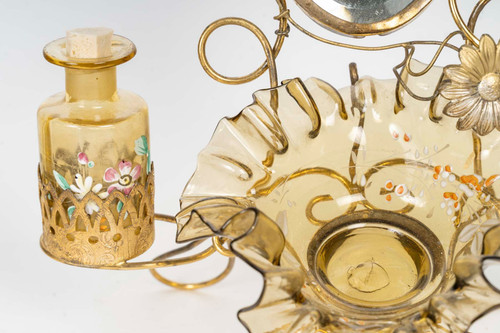 Une Coiffeuse En verre émaillé Et Bronze Doré Fin XIXème Siècle 