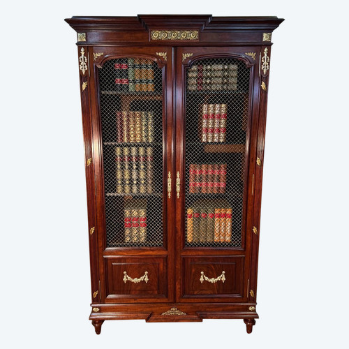 Bibliothèque 19 Eme En Acajou Et Bronzes De Style Louis XVI