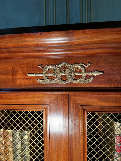 Bibliothèque Empire En Acajou Et Bronzes 19 Eme