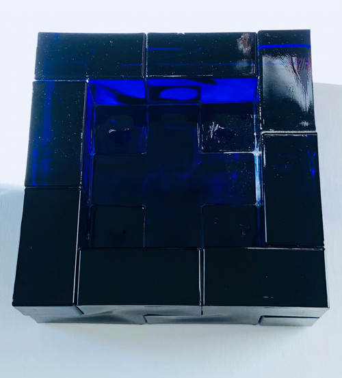Centrotavola in vetro di Murano blu, Italia, anni '60