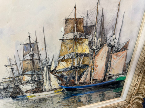 TABLEAU AQUARELLE SIGNE FRANK WILL