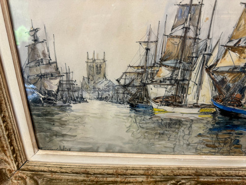 TABLEAU AQUARELLE SIGNE FRANK WILL
