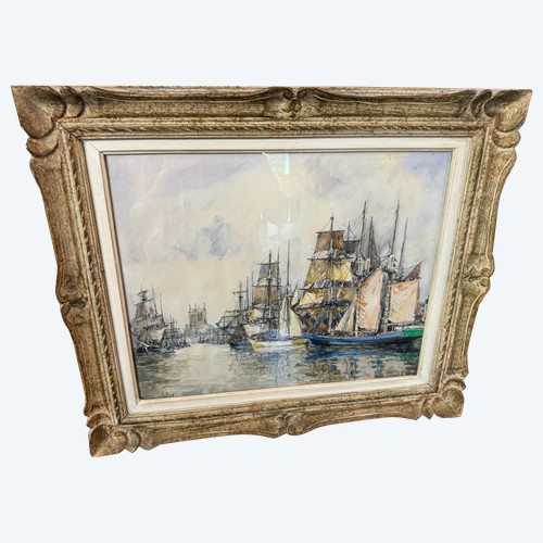 TABLEAU AQUARELLE SIGNE FRANK WILL