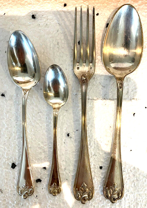 Louis XV style silver-plated household set XX century