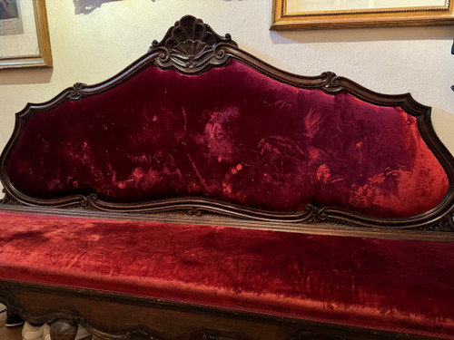 Große venezianische Sitzbank aus Nussbaum, 19.