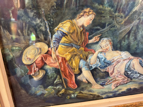 TABLEAU : GOUACHE D'APRES F. BOUCHER