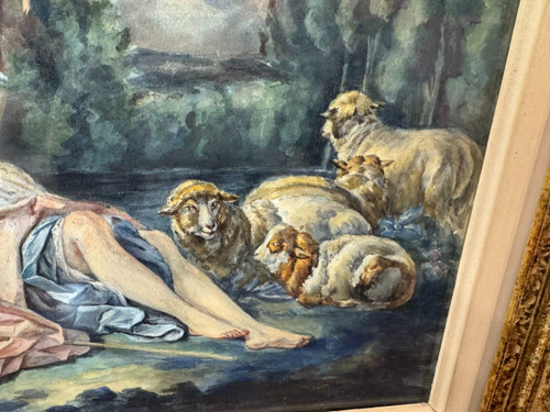 TABLEAU : GOUACHE D'APRES F. BOUCHER