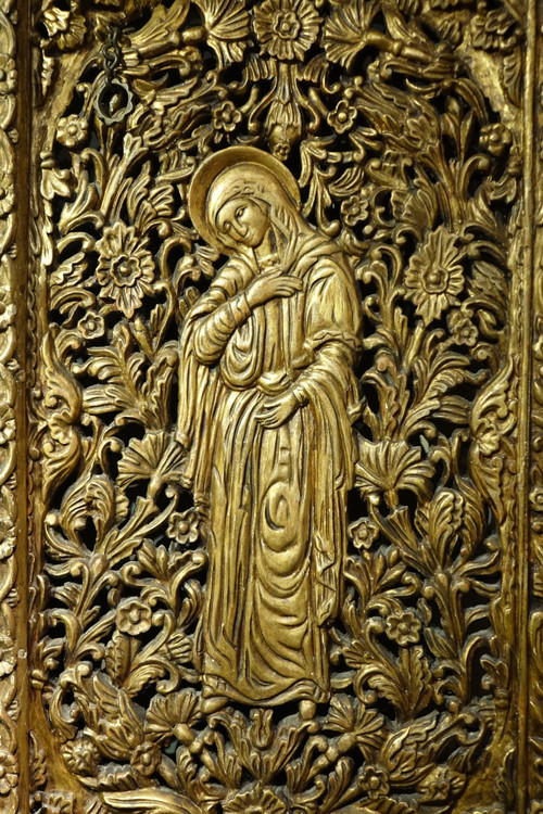 Gilded wood iconostasis door, Central Europe, 19th c.