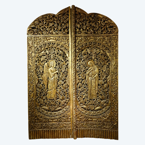 Gilded wood iconostasis door, Central Europe, 19th c.