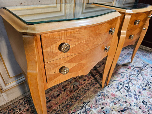 Paire De Chevets D époque Art Déco 1930/1940 En Sycomore