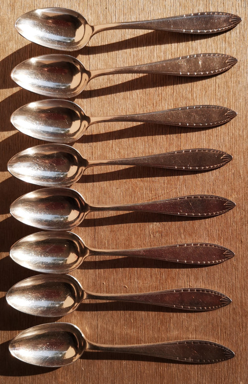 8 cuillères à café/dessert en métal argenté modèle Albatros orfèvrerie Christofle