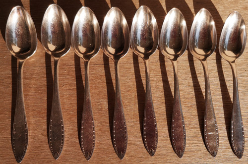 8 cuillères à café/dessert en métal argenté modèle Albatros orfèvrerie Christofle