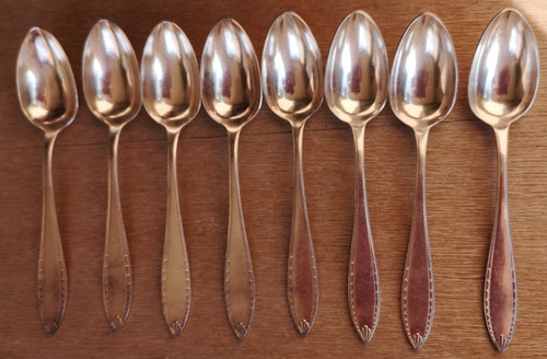 8 cuillères à café/dessert en métal argenté modèle Albatros orfèvrerie Christofle