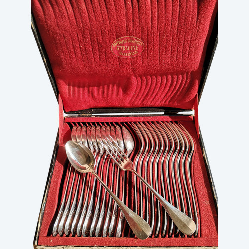12 Fidélio medallion dessert servers in silver-plated Christofle silverware